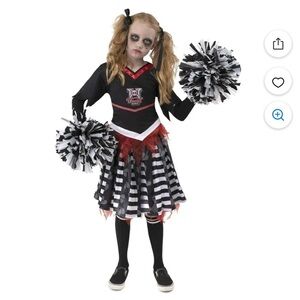 Black and White Cheerleader Zombie Costume for Kids